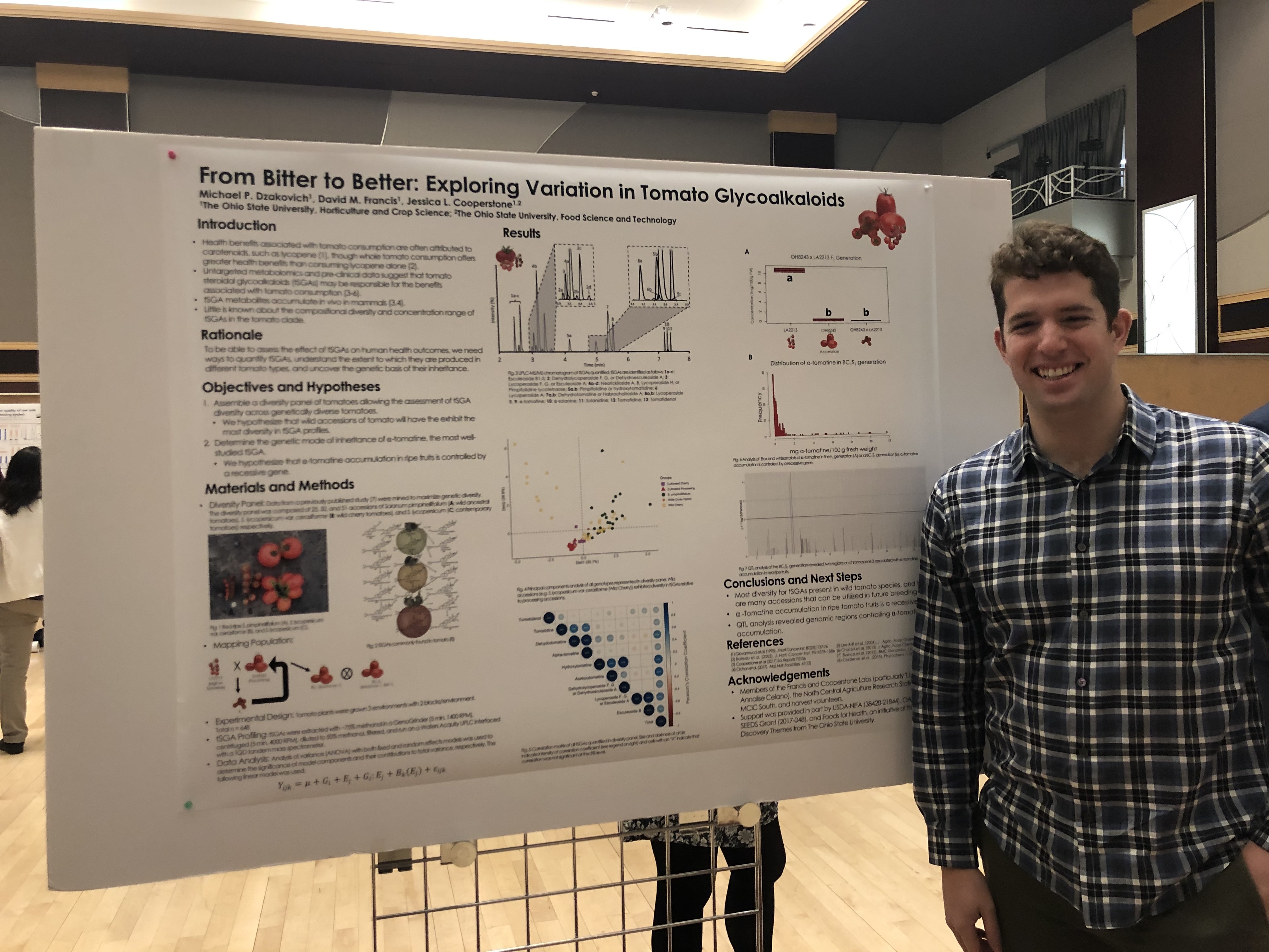 Michael presents some of his work on tomato alkaloids at the Hayes Graduate Research Forum, March 2020